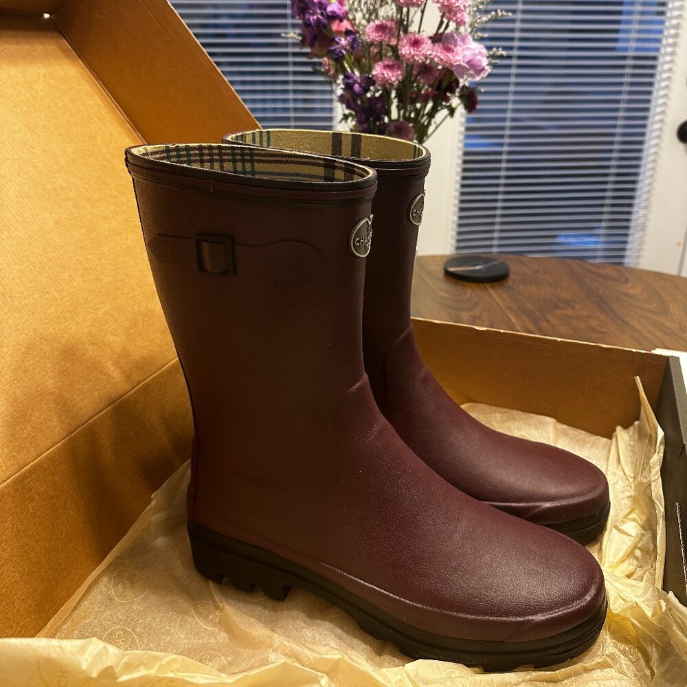 New Le Chameau 1927 Boots - Jersey Lined Bottillon, US Size 10, "Cherry Red"